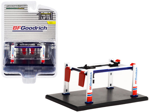 Adjustable Four-Post Lift "BFGoodrich" White and Red "Four-Post Lifts" "Four-Post Lifts" Series #4 1/64 Diecast Model by Greenlight
