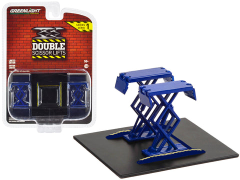 Automotive Double Scissor Lift Blue "Double Scissor Lifts" Series #1 1/64 Diecast Model by Greenlight