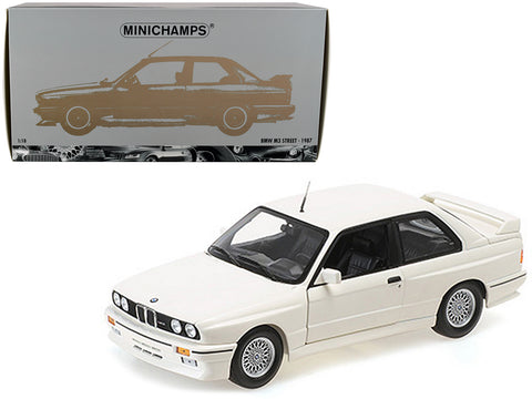 1987 BMW M3 Street White 1/18 Diecast Model Car by Minichamps