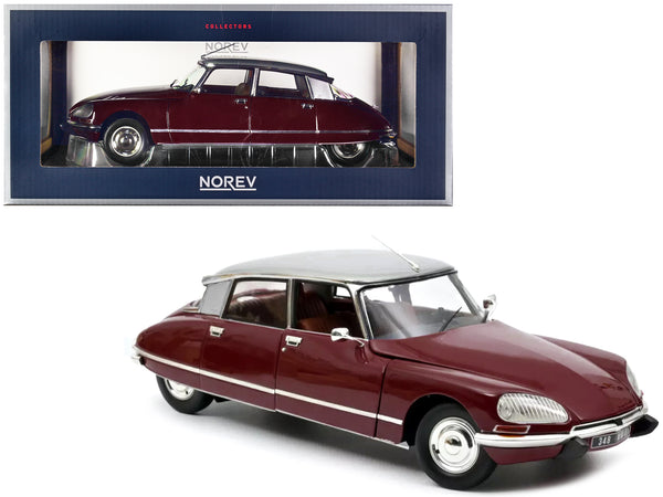 1972 Citroen DS 23 Pallas Grenade Red and Grey Metallic Top 1/18 Diecast Model Car by Norev