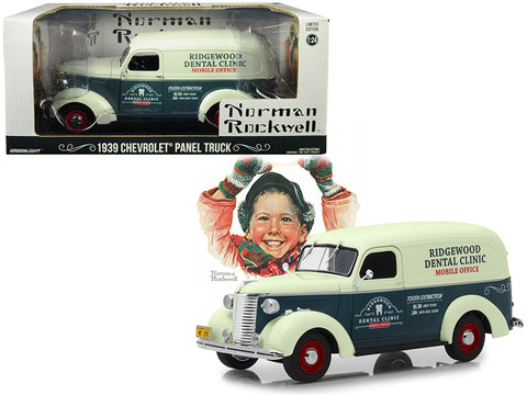 1939 Chevrolet Panel Truck "Ridgewood Dental Clinic" "Norman Rockwell Delivery Vehicles" Series Dark Gray and White 1/24 Diecast Model by Greenlight