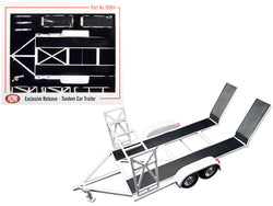 Tandem Car Trailer with Tire Rack White "ACME Exclusive Release" 1/18 Diecast Model by GMP