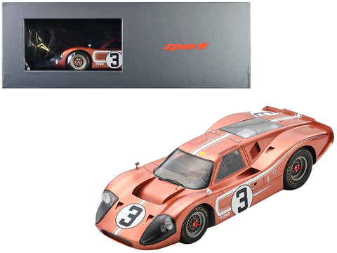 Ford GT40 MK IV #3 Mario Andretti - Lucien Bianchi "24 Hours of Le Mans" (1967) with Acrylic Display Case 1/18 Model Car by Spark