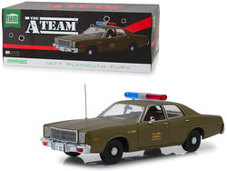 1977 Plymouth Fury U.S. Army MP Army Green "The A-Team" (1983-1987) TV Series 1/18 Diecast Model Car by Greenlight