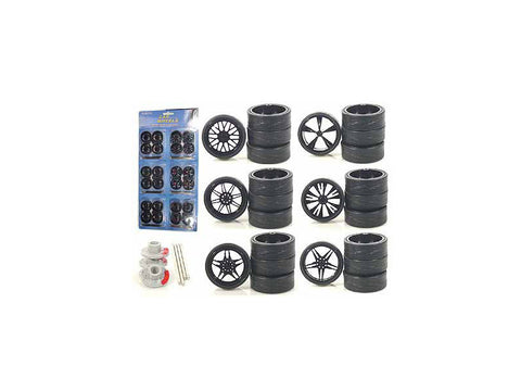 Wheels and Tires Multipack (24 Piece Set) for 1/18 Scale Diecast Model Cars and Trucks