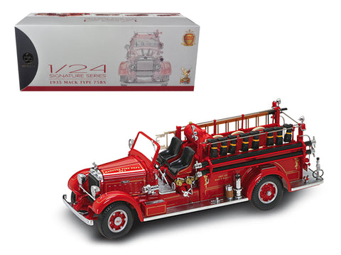 1935 Mack Type 75BX Fire Truck Red with Accessories 1/24 Diecast Model by Road Signature