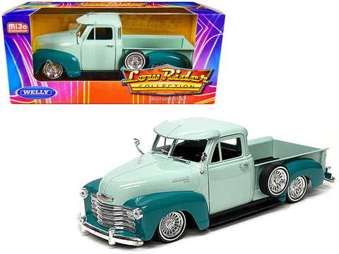 1953 Chevrolet 3100 Pickup Truck Lowrider Light Green and Teal Two-Tone "Low Rider Collection" 1/24 Diecast Model by Welly