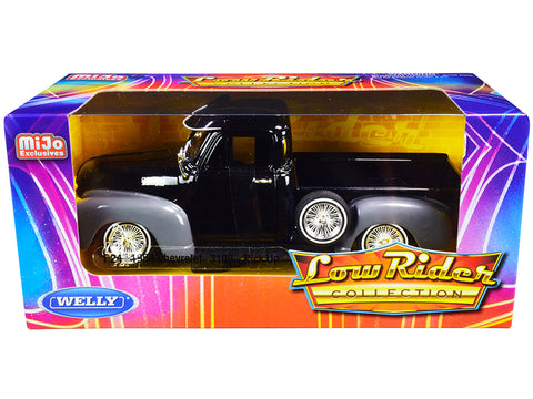 1953 Chevrolet 3100 Pickup Truck Black and Gray "Low Rider Collection" 1/24 Diecast Model by Welly