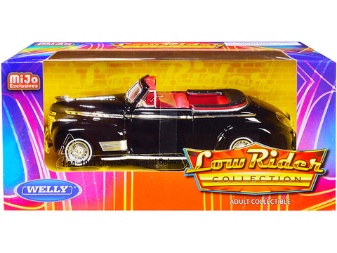 1941 Chevrolet Special Deluxe Convertible Black with Red Interior "Low Rider Collection" 1/24 Diecast Model Car by Welly