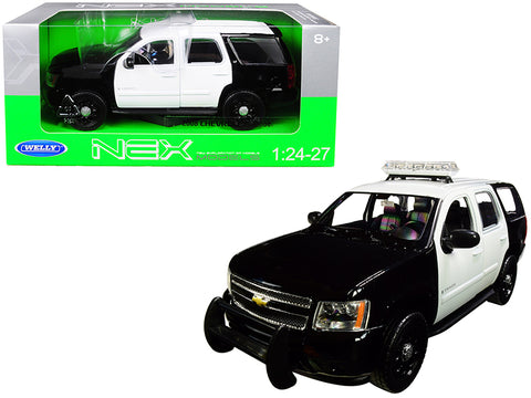 2008 Chevrolet Tahoe Unmarked Police Car Black and White 1/24 Diecast Model by Welly