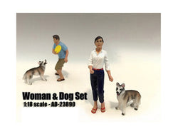"Woman and Dog" (2 Piece Figure Set) For 1/18 Diecast Models by American Diorama