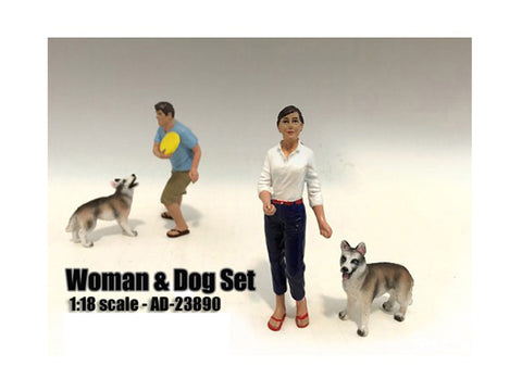 "Woman and Dog" (2 Piece Figure Set) For 1:18 Diecast Models by American Diorama