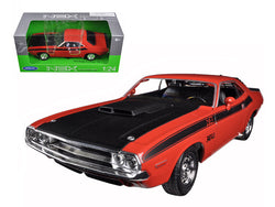 1970 Dodge Challenger T/A Orange with Black Hood 1/24 Diecast Model Car by Welly