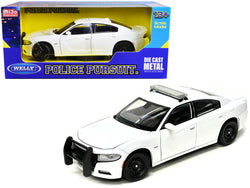 2016 Dodge Charger Pursuit Police Interceptor White Unmarked "Police Pursuit" Series 1/24 Diecast Model Car by Welly