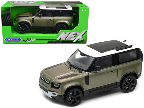 2020 Land Rover Defender Green Metallic with White Top "NEX Models" 1/26 Diecast Model by Welly