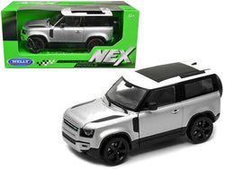 2020 Land Rover Defender Silver Metallic with White Top "NEX Models" 1/24 Diecast Model Car by Welly