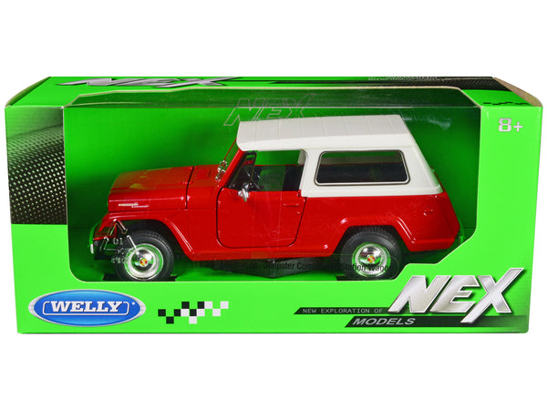 1967 Jeep Jeepster Commando Station Wagon Red with White Top "NEX Models" Series 1/24 Diecast Model by Welly