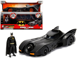 Batmobile Matte Black with Batman Diecast Figure "Batman" (1989) Movie "Build N' Collect" Model Kit 1/24 Diecast Model Car by Jada