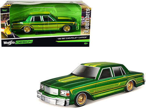 1987 Chevrolet Caprice Green Metallic with Graphics "Lowriders" "Classic Muscle" Series 1/26 Diecast Model Car by Maisto