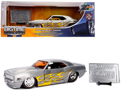 1969 Chevrolet Camaro Raw Metal with Yellow Flames "Bigtime Muscle" - "Jada 20th Anniversary" 1/24 Diecast Model Car by Jada
