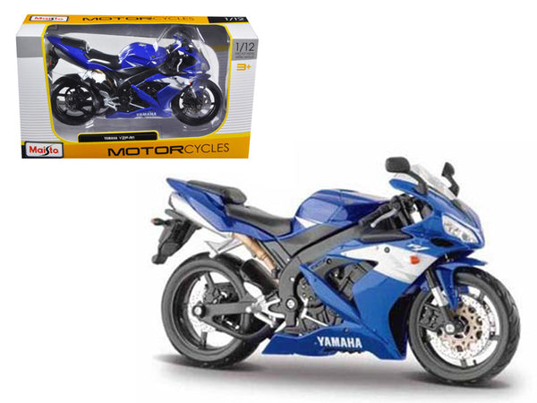 2004 Yamaha YZF-R1 Blue Bike with Plastic Stand 1/12 Diecast Motorcycle Model by Maisto