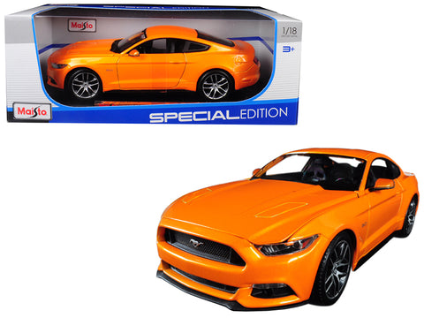 2015 Ford Mustang GT 5.0 Metallic Orange Special Edition 1/18 Diecast Model Car by Maisto