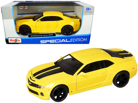 2010 Chevrolet Camaro RS SS Yellow with Black Wheels 1/24 Diecast Model Car by Maisto