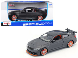BMW M4 GTS Gray with Carbon Top and Orange Wheels 1/24 Diecast Model Car by Maisto