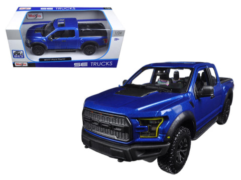 2017 Ford Raptor Pickup Truck Blue Metallic 1/24 Diecast Model by Maisto