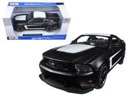 2011 Ford Mustang Boss 302 Matte Black and White 1/24 Diecast Model Car by Maisto
