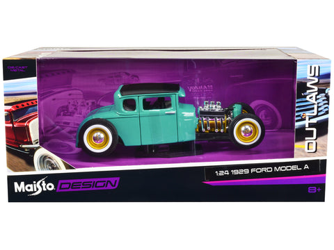 1929 Ford Model A Green with Matte Black Top "Outlaws" Series 1/24 Diecast Model Car by Maisto
