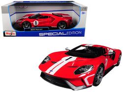 2018 Ford GT #1 Red with White Stripes Heritage Special Edition 1/18 Diecast Model Car by Maisto