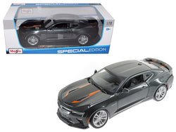 2017 Chevrolet Camaro SS Metallic Gray with Orange Stripes "50th Anniversary" Special Edition Series 1/18 Diecast Model Car by Maisto