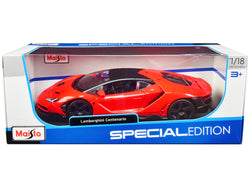Lamborghini Centenario Orange with Matte Black Top "Special Edition" 1/18 Diecast Model Car by Maisto