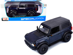 2021 Ford Bronco Wildtrak Dark Blue Metallic with Dark Gray Top "Special Edition" 1/18 Diecast Model by Maisto