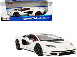 Lamborghini Countach LPI 800-4 White with Black Accents and Red Interior "Special Edition" 1/18 Diecast Model Car by Maisto