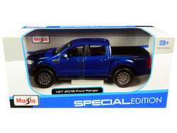 2019 Ford Ranger Lariat Sport Pickup Truck Dark Blue Metallic 1/27 Diecast Model by Maisto