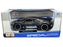 Bugatti Divo Satin Charcoal Gray with Carbon and Blue Accents "Special Edition" 1/24 Diecast Model Car by Maisto