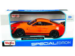 2020 Ford Mustang Shelby GT500 Bright Orange with Black Stripes 1/24 Diecast Model Car by Maisto