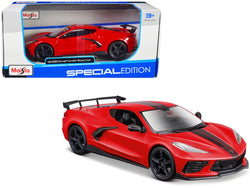 2020 Chevrolet Corvette Stingray Coupe Red with Black Stripes "Special Edition" Series 1/24 Diecast Model Car by Maisto