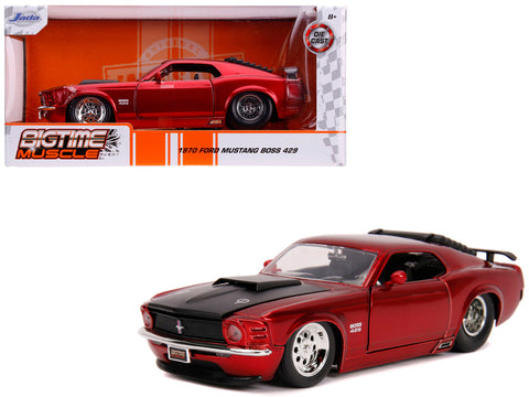 1970 Ford Mustang Boss 429 Candy Red with Black Hood "Bigtime Muscle" 1/24 Diecast Model Car by Jada