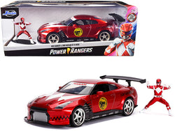 2009 Nissan GT-R (R35) Candy Red with a Red Ranger Diecast Figure "Power Rangers" 1/24 Diecast Model Car by Jada