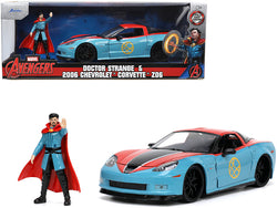 2006 Chevrolet Corvette Z06 Red and Blue with Doctor Strange Diecast Figure "Avengers" "Marvel" Series "Hollywood Rides" 1/24 Diecast Model Car by Jada