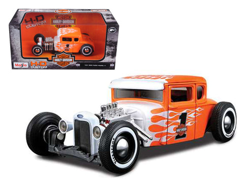1929 Ford Model A #1 "Harley Davidson" Orange With Flames 1/24 Diecast Model Car by Maisto