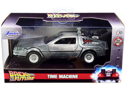 DeLorean DMC (Time Machine) Brushed Metal "Back to the Future Part I" (1985) Movie "Hollywood Rides" Series 1/32 Diecast Model Car by Jada
