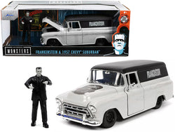 1957 Chevrolet Suburban Gray and Black with Graphics and Frankenstein Diecast Figure "Universal Monsters" "Hollywood Rides" Series 1/24 Diecast Model by Jada