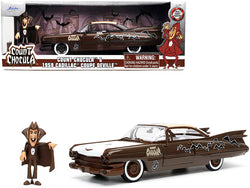 1959 Cadillac Coupe DeVille Brown and White with Graphics and Count Chocula Diecast Figure "Hollywood Rides" Series 1/24 Diecast Model Car by Jada
