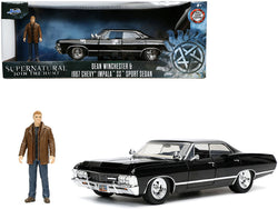 1967 Chevrolet Impala SS Sport Sedan Black and Dean Winchester Diecast Figure "Supernatural" (2005-2020) TV Series "Hollywood Rides" Series 1/24 Diecast Model Car by Jada