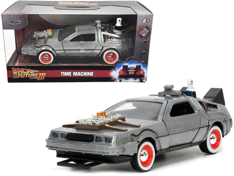 DeLorean DMC (Time Machine) Brushed Metal "Back to the Future Part III" (1990) Movie "Hollywood Rides" Series 1/32 Diecast Model Car by Jada