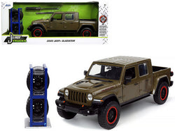 2020 Jeep Gladiator Rubicon Pickup Truck Dark Green Metallic with Extra Wheels "Just Trucks" Series 1/24 Diecast Model by Jada